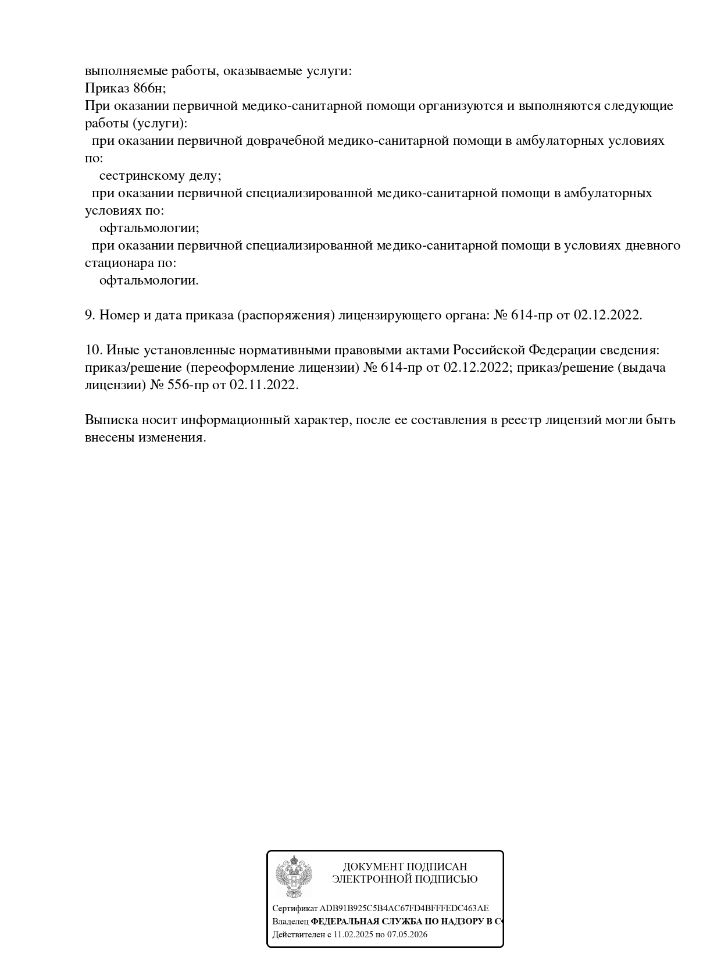 Лицензия Зрение Омск