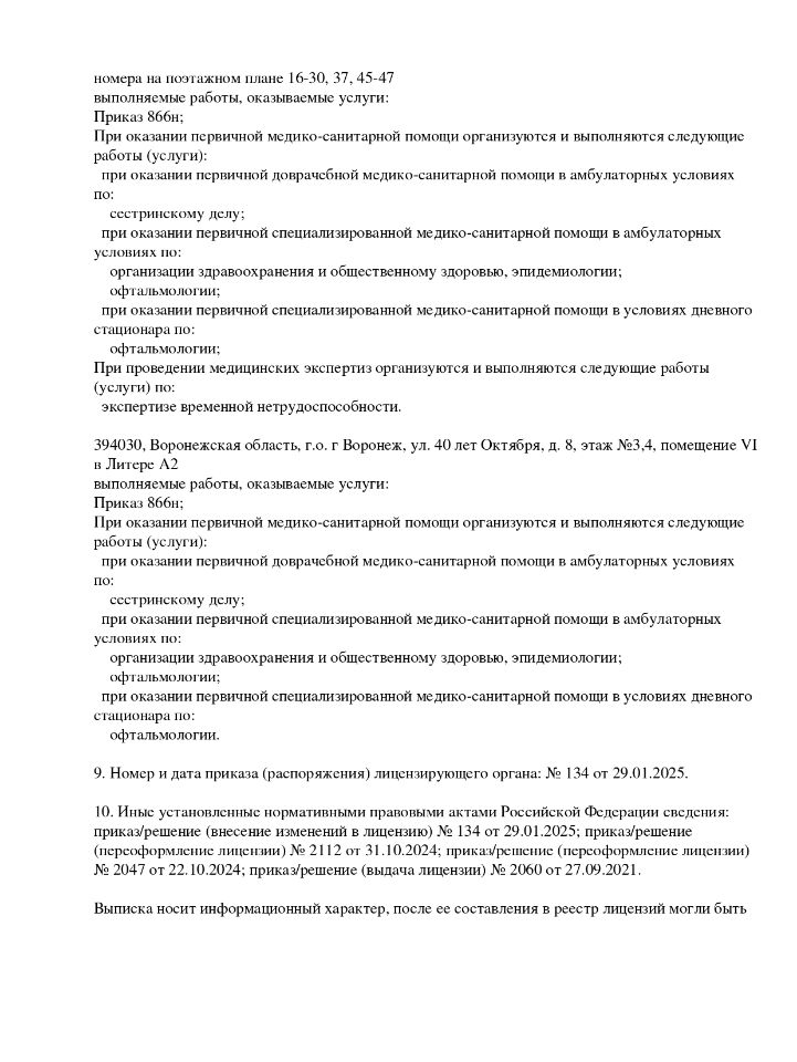 Лицензия Зрение Воронеж