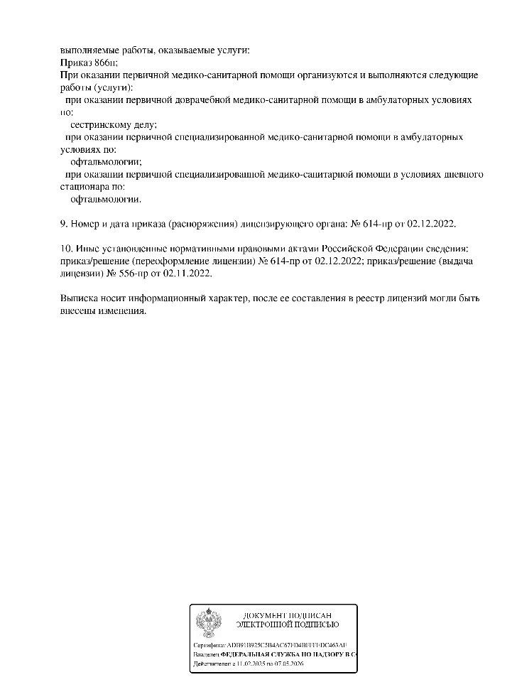 Лицензия Зрение Омск