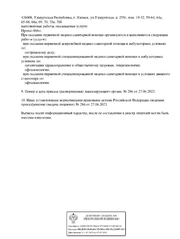 Лицензия Зрение Ижевск